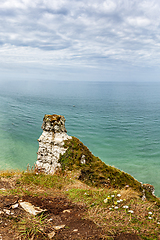 Image showing View of natural chalk cliffs of Etretat