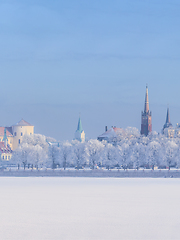 Image showing Winter skyline of Latvian capital Riga Old town