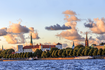 Image showing Riga Old Town Skyline during sunset time