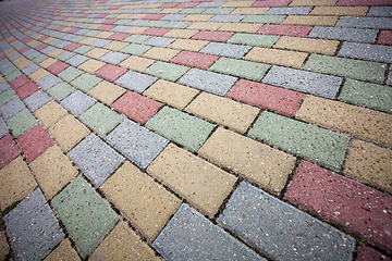 Image showing Colorful concrete brick pavement