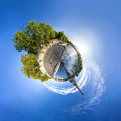 Image showing Tiny planet of the Eiffel Tower and riverside of the Seine in Paris