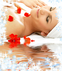 Image showing red petals spa with water