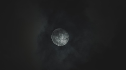 Image showing Full moon against cloudy night sky