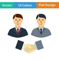 Image showing Flat design icon of Meeting businessmen