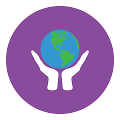 Image showing Hands holding planet icon