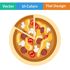 Image showing Flat design icon of Pizza on plate