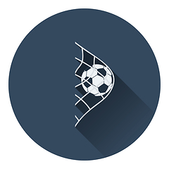 Image showing Icon of football ball in gate net