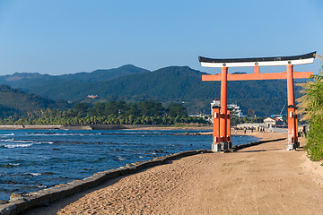 Image showing Aoshima temple and seascape