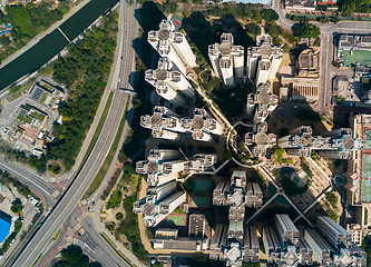 Image showing Top view of hong kong cityscape