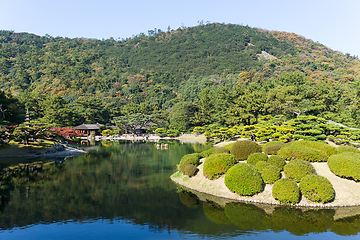 Image showing Beautiful Japanese garden, Ritsurin Garden 