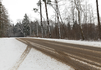 Image showing road in the forest in winter