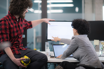 Image showing software developers couple writing programming code