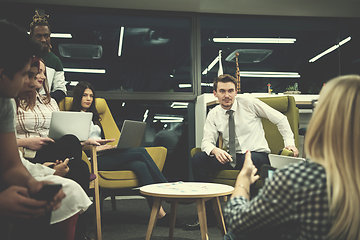 Image showing Multiethnic startup business team having meeting