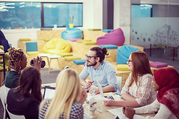 Image showing Young Multiethnic Business team using virtual reality headset