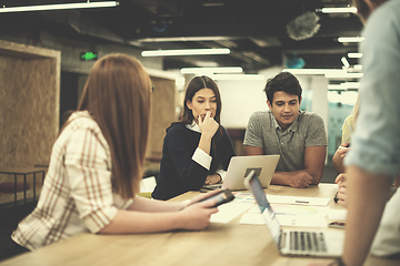 Image showing Multiethnic startup business team having meeting