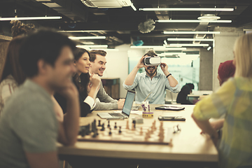 Image showing Young Multiethnic Business team using virtual reality headset