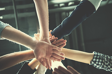 Image showing multiethnic Group of young business people celebrating success