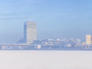 Image showing Winter skyline of Latvian capital Riga Old town