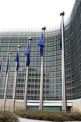 Image showing European commission with European flags
