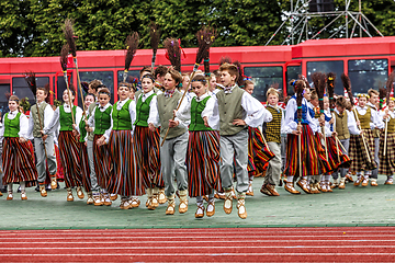 Image showing Dancers at Grand Folk dance concert of Latvian Youth Song and Dance Festival