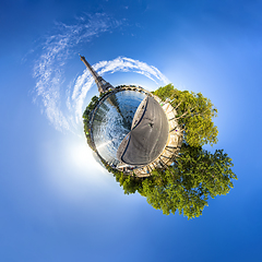 Image showing Tiny planet of the Eiffel Tower and riverside of the Seine in Paris