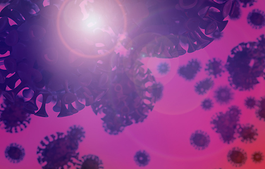 Image showing Red COVID-19 virus background with lens flare