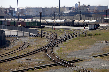Image showing Freight trains in port