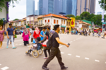 Image showing Chinatown people road crossing, Singapore