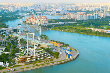 Image showing Singapore Flyer river aerial view