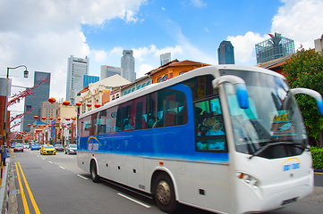 Image showing Touristic bus in Singapore street