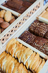 Image showing variety of baked goods, bakery, photo icon for basic food, freshness and variety of goods