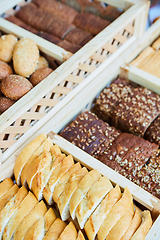 Image showing variety of baked goods, bakery, photo icon for basic food, freshness and variety of goods