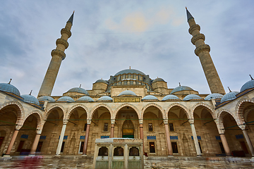 Image showing View of the majestic Suleiman Mosque patio, Istanbul, Turkey.