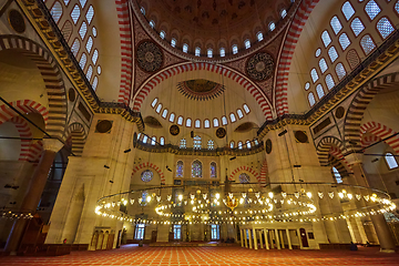 Image showing Interior of Suleymaniye Mosque in Istanbul, Turkey.