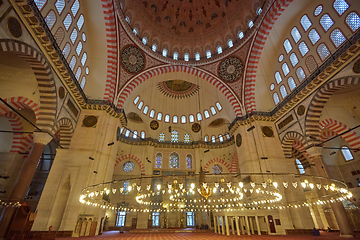 Image showing Interior of Suleymaniye Mosque in Istanbul, Turkey.