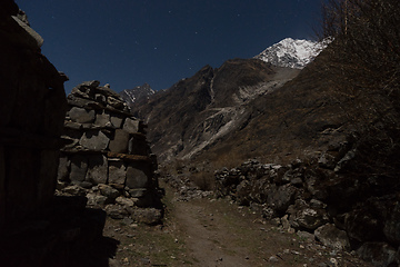 Image showing Night landscape in Langtand valley trek