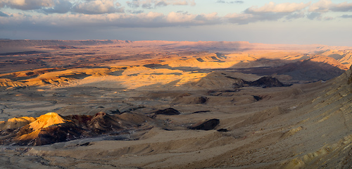 Image showing Trekking in Negev dramatic stone desert, Israel 