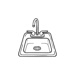 Image showing Toilet sink hand drawn sketch icon.