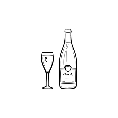 Image showing Wine bottle hand drawn sketch icon.