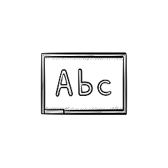 Image showing Chalkboard with abc letters hand drawn sketch icon