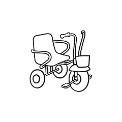 Image showing Tricycle hand drawn outline doodle icon.