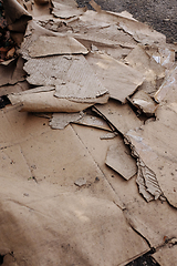 Image showing Dumped, dirty and ripped corrugated cardboard