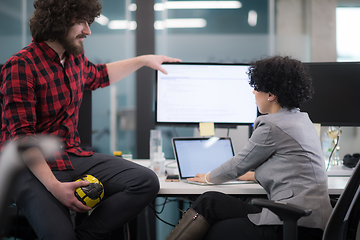 Image showing software developers couple writing programming code