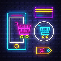 Image showing E-commerce neon signs collection