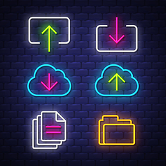 Image showing Internet and computer neon signs collection