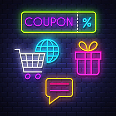 Image showing E-commerce neon signs collection