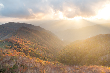 Image showing Beautiful sunset in Nikko of autumn