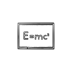 Image showing E equal mc 2 hand drawn sketch icon.