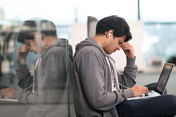 Image showing software developer working on the floor