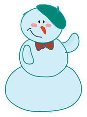 Image showing A snowman wearing beret vector or color illustration